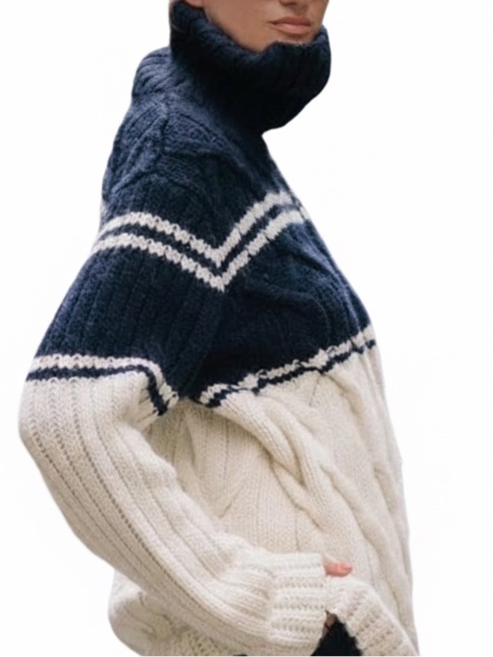 J Crew Net-A-Porter Sweater Exclusive Wool Alpaca Turtleneck Chunky Cable Knit M